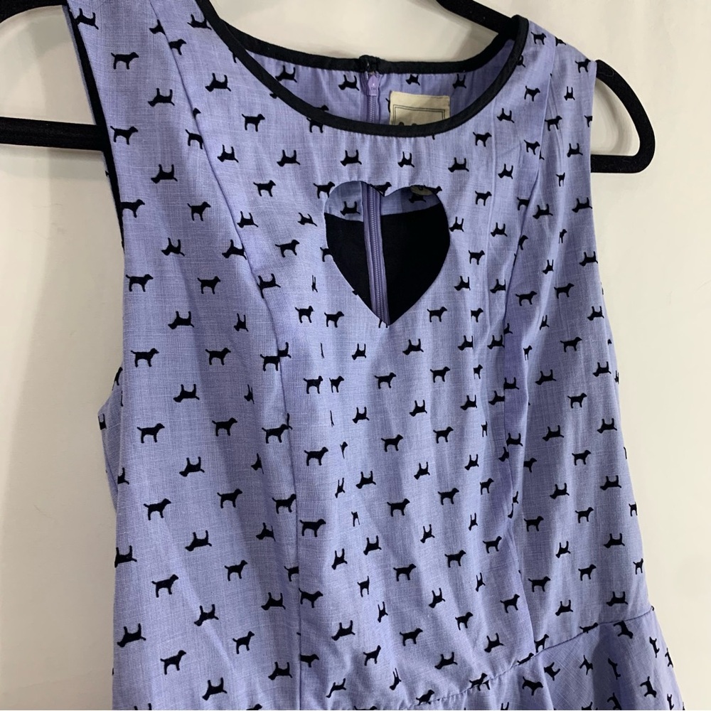 Ducks in a Row Purple Dog Print Heart Cutout Fit & Flare Dress, size S - Picture 11 of 14